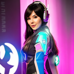 Sample of AI Generated Picture in style of Overwatch D.VA